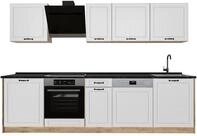 K&uuml;chenzeile Vicco R-Line Wei&szlig; Landhaus/Goldkraft Eiche 280 cm ohne Arbeitsplatte,