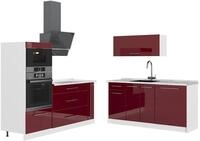 K&uuml;chenzeile Vicco Fame-Line Bordeaux Hochglanz/Wei&szlig; 340 cm ohne Arbeitsplatte,