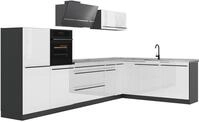 Eckk&uuml;che Vicco R-Line Wei&szlig; Hochglanz/Anthrazit 347 x cm Arbeitsplatte Marmor, Model