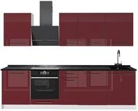 K&uuml;chenzeile Vicco Fame-Line Bordeaux Hochglanz/Wei&szlig; 280 cm, AP Anthrazit,...