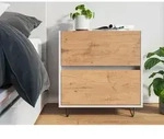 Posseik Nachttisch Industrial A 60 cm Wei&szlig; & Eiche Front
