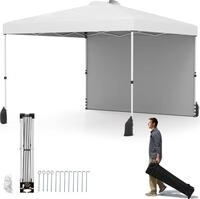 COSTWAY 3x3m Pop-up-Pavillon, Gartenpavillon tragbar mit Seitenwand,...