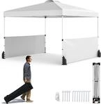 COSTWAY 300 x 300 cm Pop-up Pavillon mit 2 halben Seitenw&auml;nden,...