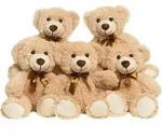 Teddyb&auml;r Pl&uuml;schtier 13,5 Zoll Khaki 5er Set Geschenk f&uuml;r Kinder & Freundin