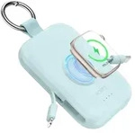 RORRY CharmGo Powerbank 5000mAh, Power Bank mit Integriertem USB C Kabel - Blau