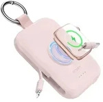 RORRY CharmGo Powerbank 5000mAh, Power Bank mit Integriertem USB C Kabel - Rosa