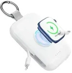 RORRY CharmGo Powerbank 5000mAh, Power Bank mit Integriertem USB C Kabel - Wei&szlig;