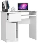 Computertisch 90 cm | Schreibtisch | mit Tastaturauszug mit Stauraum - Wei&szlig;