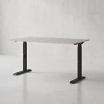 Schreibtisch h&ouml;heneinstellbar 68-91 cm | Greige/Schwarz 140x80cm | C-Fu&szlig;...