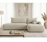 Ecksofa Neto mit Schlaffunktion und Bettkasten - Boucl&eacute;-Stoff - L-Form Couch,