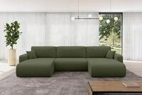 ALTDECOR Ecksofa - BERY-U - 377x193x88 - Gr&uuml;n - Corner Sofa Eckcouch Couch U-Form,