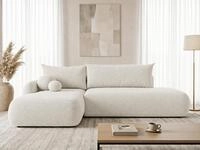 Ecksofa Neto mit Schlaffunktion und Bettkasten - Boucl&eacute;-Stoff - L-Form Couch,