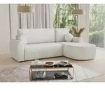 Ecksofa Jazz mit Schlaffunktion und Bettkasten - Boucl&eacute;-Stoff - L-Form Couch,