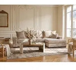Ecksofa mit Schlaffunktion & Bettkasten &ndash; Beige Chenille, Rechts &ndash; 3-Sitzer...
