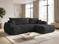 Ecksofa Loria mit Schlaffunktion und Bettkasten - Boucl&eacute;-Stoff - L-Form Couch,