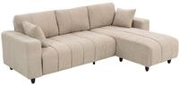 HOMCOM Ecksofa, 4 Sitzer Couch mit umkehrbarer Chaiselongue, Kissen, Beige -...