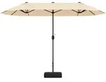 COSTWAY Doppelsonnenschirm 400x200cm mit St&auml;nder und Kurbel, Gartenschirm UPF...