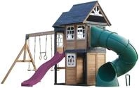AXI Noud Spielturm aus Holz mit 2 Schaukeln & Rutsche in Lila & R&ouml;hrenrutsche...
