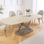 riess-ambiente Esstisch INCEPTION 130-190cm champagner greige Keramik oval...