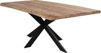 Esstisch - 200 x 100 cm - Braun - Schwarz - Eiche massiv ge&ouml;lt - Metallgestell...