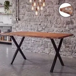 FineBuy Esszimmertisch 120cm rechteckig Massivholz Akazie Baumkante Industrial