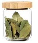 Stapelglas mit Bambusdeckel 320 ml stapelbar luftdicht - Transparent