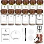 Gew&uuml;rzgl&auml;ser Set 12 Stk. 120ml quadratisch mit Akazienholzdeckel -