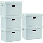 Aufbewahrungsbox mit Deckel, Stoff, faltbar, waschbar, 5 St&uuml;ck, 44x30x29 cm,...