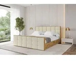 ALTDECOR Polsterbett mit Bettkasten - ENZO2-Z - 200x200 - Beige - Bett mit Kopfteil