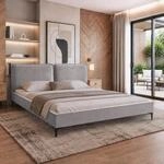 Beautysofa Polsterbett 160x200 cm SOMBRA Doppelbett mit Matratze MEDIRO ERGO+ H2