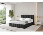 ALTDECOR Polsterbett mit Bettkasten - FINO - 160x200 - Schwarz - Bett ohne Matratze,