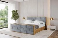 ALTDECOR Polsterbett mit Bettkasten - ENZO8-Z - 160x200 - Grau - Bett mit Kopfteil