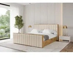 ALTDECOR Polsterbett mit Bettkasten - ENZO4-Z - 200x200 - Beige - Bett mit Kopfteil