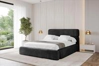 ALTDECOR Polsterbett mit Bettkasten - ENORA - 200x200 - Schwarz - Bett mit Matratze