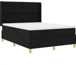vidaXL Boxspringbett mit LED-Lichtleisten Schwarz 140 x 190 cm Stoff - Schwarz