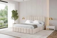 ALTDECOR Polsterbett mit Bettkasten - FINO - 140x200 - Beige - Bett mit Matratze