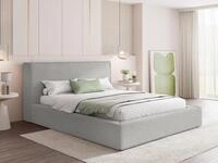 Polsterbett 180x200 cm mit Bettkasten & Metall-Lattenrost &ndash; Grau Chenille &ndash;