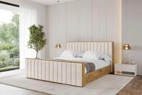 ALTDECOR Polsterbett mit Bettkasten - ENZO4-Z - 120x200 - Beige - Bett mit Matratze
