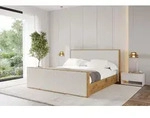 ALTDECOR Polsterbett mit Bettkasten - ENZO10-Z - 120x200 - Creme - Bett mit Kopfteil