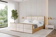 ALTDECOR Polsterbett mit Bettkasten - ENZO1-Z - 160x200 - Beige - Bett mit Matratze