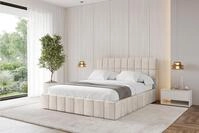 ALTDECOR Polsterbett mit Bettkasten - AMEA - 200x200 - Beige - Bett mit Matratze