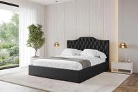 ALTDECOR Polsterbett mit Bettkasten - FALIO - 140x200 - Schwarz - Bett mit Matratze