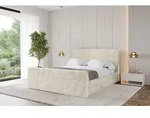 ALTDECOR Polsterbett mit Bettkasten - ALOVA-Z - 160x200 - Creme - Bett mit Kopfteil