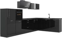 Eckk&uuml;che Vicco R-Line Schwarz Hochglanz/Anthrazit 347 x cm Arbeitsplatte...