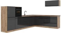 Eckk&uuml;che Vicco R-Line Anthrazit Hochglanz/Goldkraft Eiche 327 x cm Arbeitsplatte