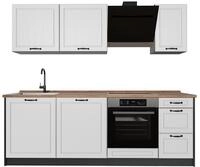 K&uuml;chenzeile Vicco R-Line Wei&szlig; Landhaus/Anthrazit 220 cm Arbeitsplatte Goldkraft