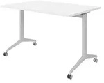 b&uuml;m&ouml; Seminartisch klappbar & fahrbar - Nachbildung: Wei&szlig;, Gestell: Silber,