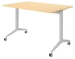 b&uuml;m&ouml; Seminartisch klappbar & fahrbar - Nachbildung Ahorn, Gestell: Silber,...