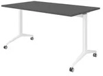 b&uuml;m&ouml; Seminartisch klappbar & fahrbar - Nachbildung: Graphit, Gestell: Wei&szlig;,