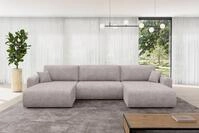 ALTDECOR Ecksofa - BERY-U - 377x193x88 - Hellgrau - Corner Sofa Eckcouch Couch